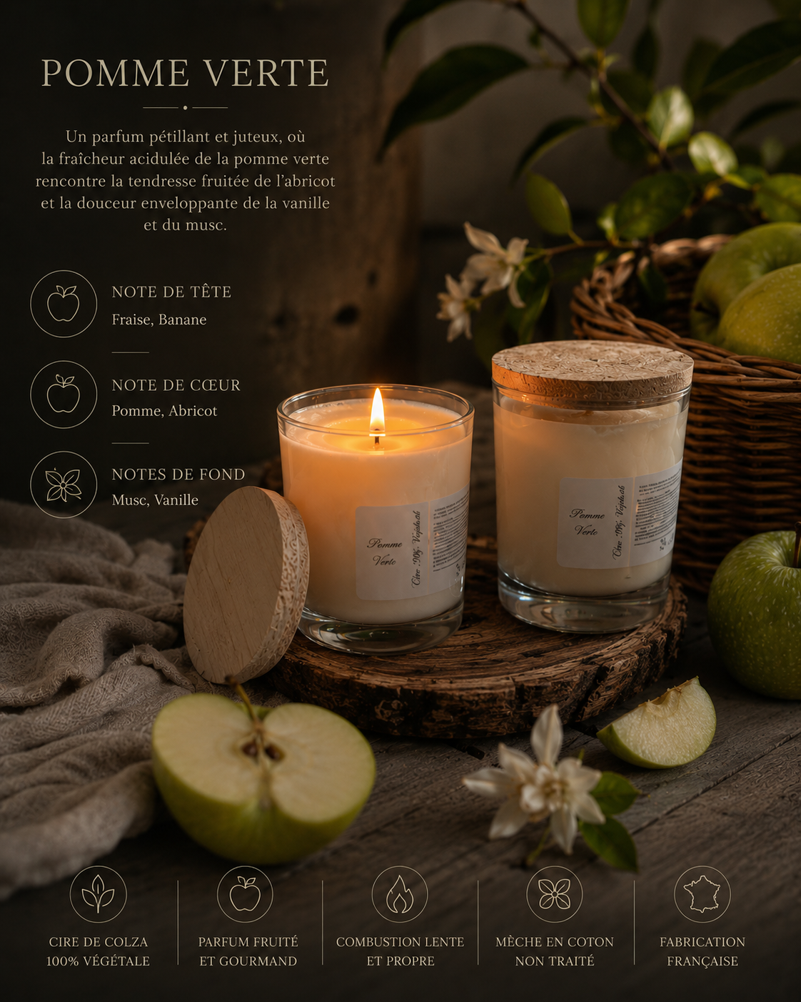 Bougie Parfumée- Pomme Verte