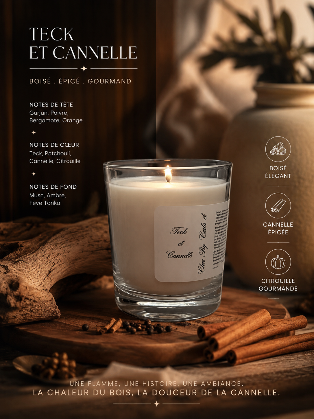 Scented Candle - Teak & Cinnamon
