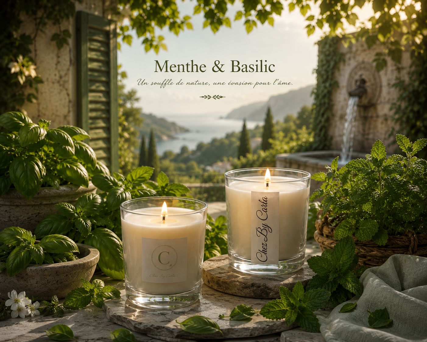 Bougie parfumée - Fraîcheur d'été Menthe Basilic