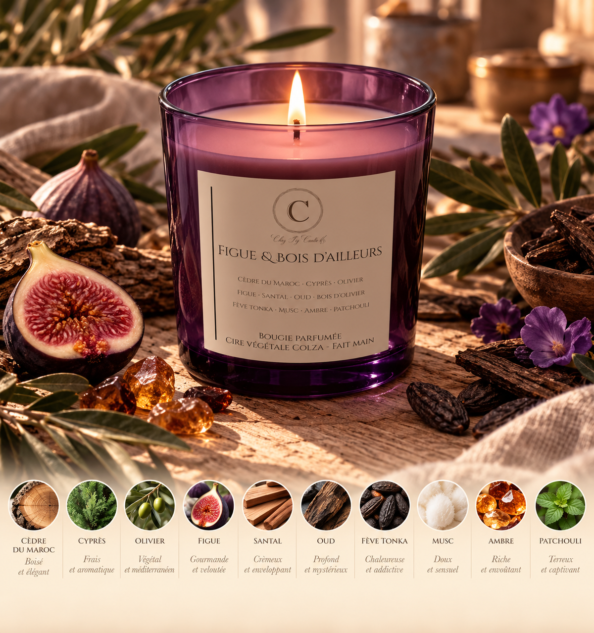 Bougie Parfumée - Figue & Bois d’ailleurs