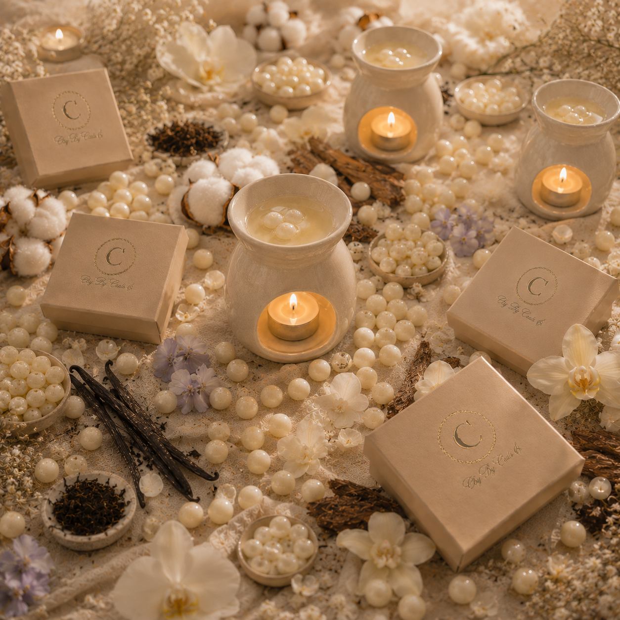 Fondants de perles de cire parfumée (30g) - Thé Noir & Vanille