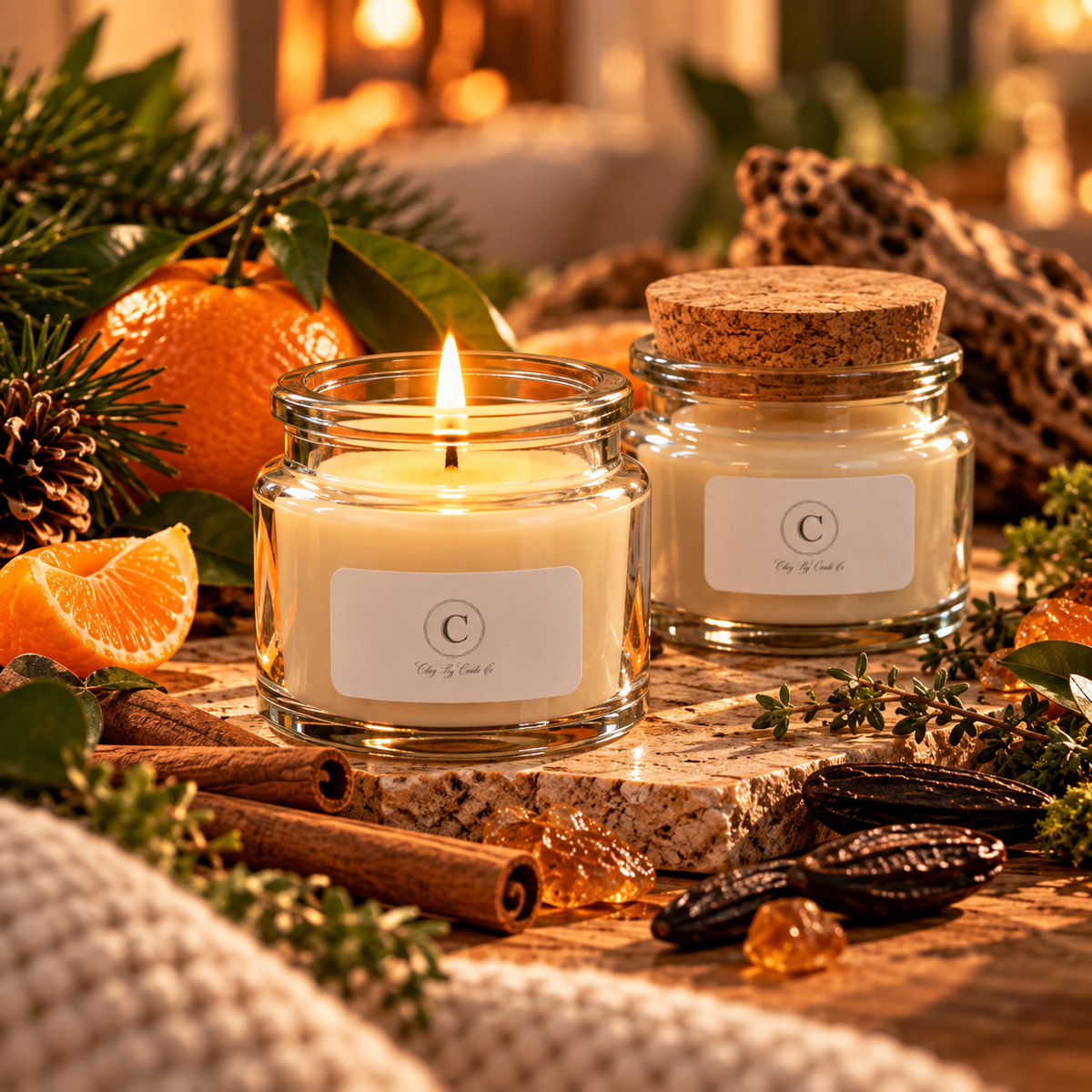 Bougie Parfumée - Mandarine épicée au feu de bois