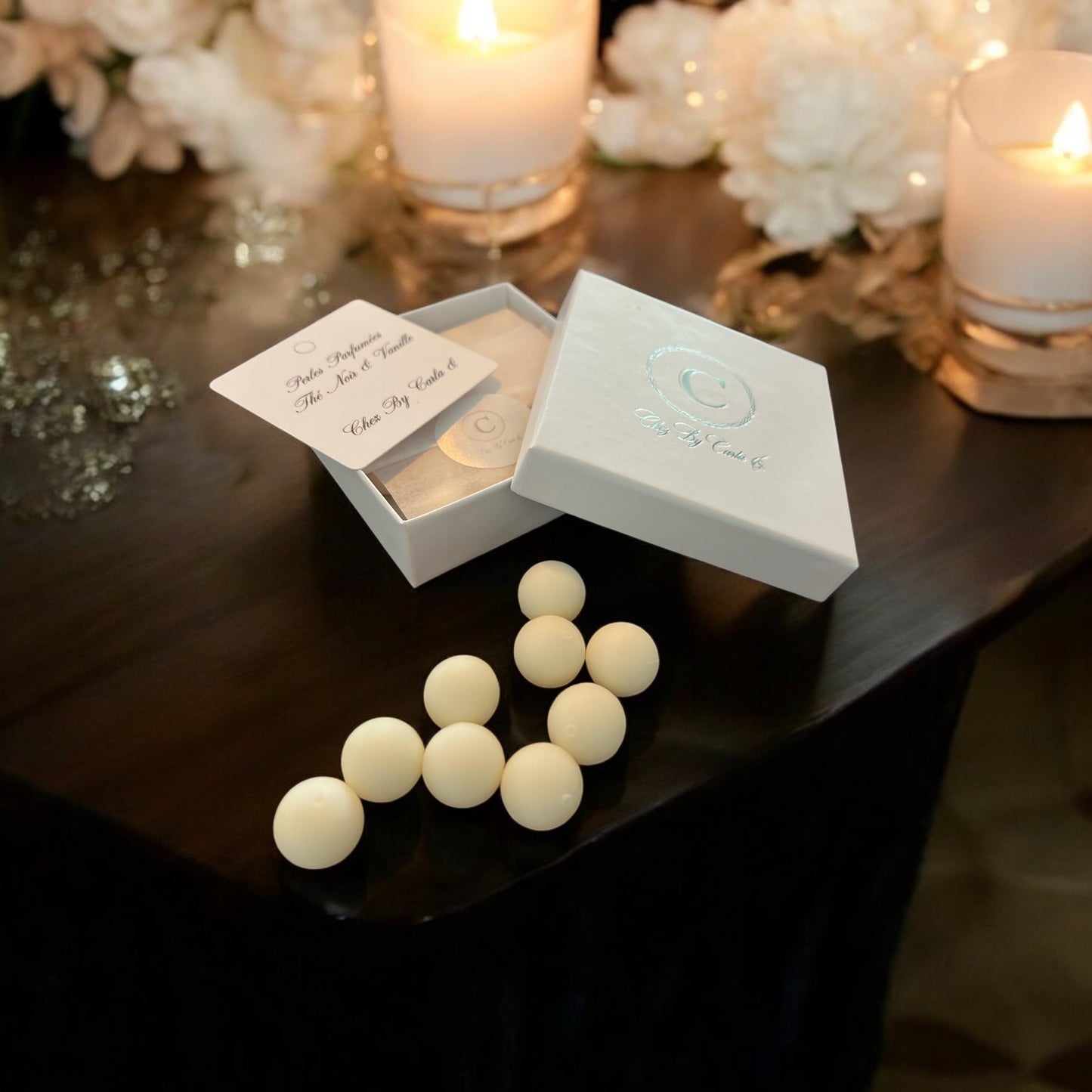 Fondants de perles de cire parfumée (30g) - Thé Noir & Vanille