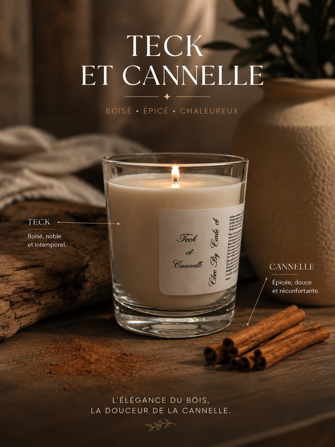 Scented Candle - Teak &amp; Cinnamon
