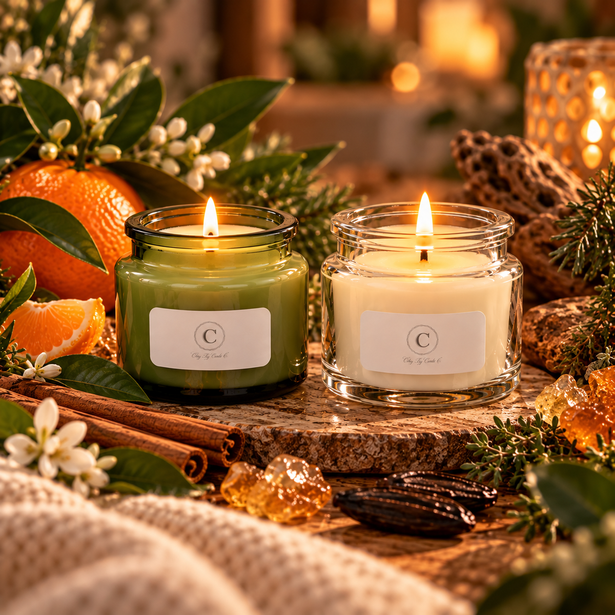 Bougie Parfumée - Mandarine épicée au feu de bois