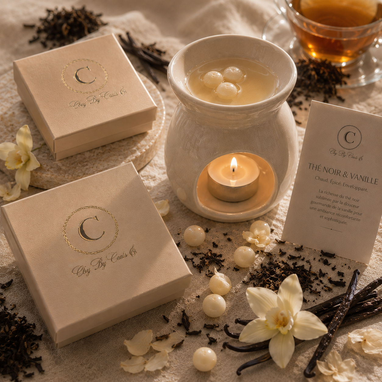 Fondants de perles de cire parfumée (30g) - Thé Noir & Vanille