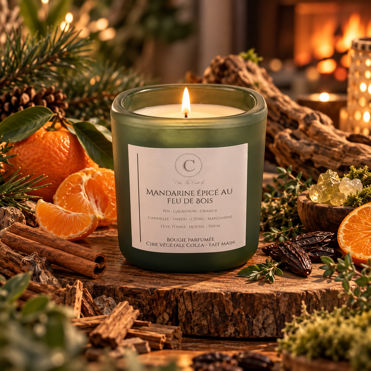 Bougie Parfumée - Mandarine épicée au feu de bois