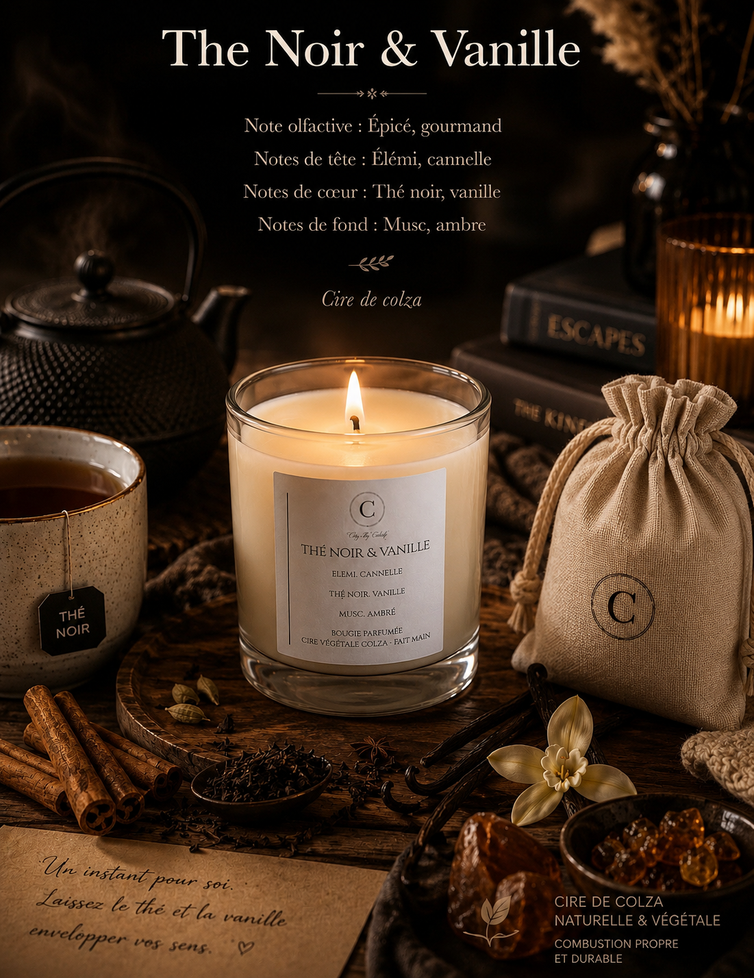 Bougie parfumée - Thé Noir & Vanille